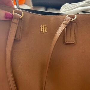 Tommy Hilfiger Brown Tote with Gold Accents
